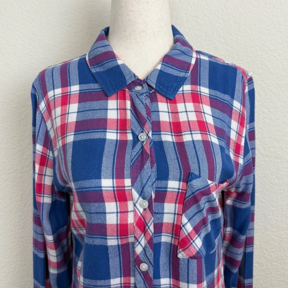 Rails Hunter Blue and Pink Plaid Button-Down Shirt Marina Flamingo Size Small - Picture 5 of 14